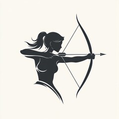 Woman archer aiming bow, competition, sport, silhouette, background