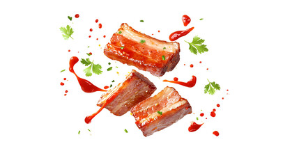 Grilled steak delight backyard bbq food photography close-up view culinary art, isolated on white or transparent background