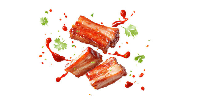 glazed pork belly with sauce and herbs clip art preview
