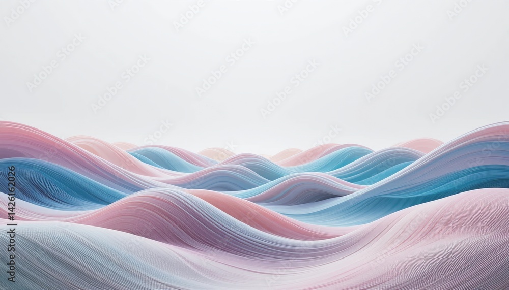 Poster dynamic waves of colorful textures abstract landscape digital art serene environment aerial view con