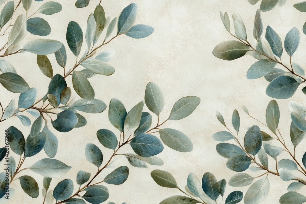 Leinwandbilder leafy design with varying shades of green on a soft background creates a calming and natural atmosph