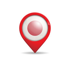 Realistic Japan flag with map pin vector illustration
