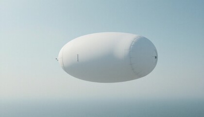 Soaring adventure aerial view of a blimp in the sky coastal landscape high-resolution image serene environment calm atmosphere