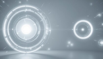 Dynamic light circles interaction abstract background digital art minimalist environment futuristic viewpoint visual concept for technology enthusiasts