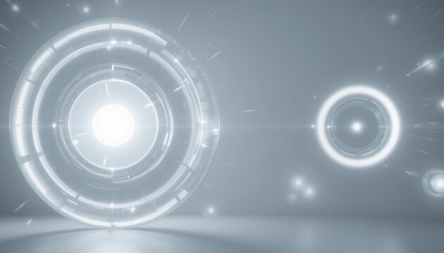 Dynamic light circles interaction abstract background digital art minimalist environment futuristic viewpoint visual concept for technology enthusiasts