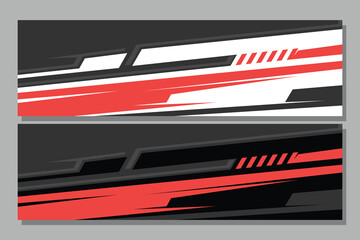 Car livery with geometric line shape, car wrap vector, Abstract line graphic design for wrapping vehicle in black and red color EPS 10