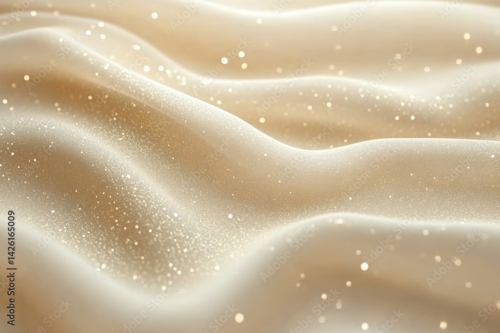 Poster gentle waves of shimmery fabric creating a soft, enchanting texture in warm lighting during a serene