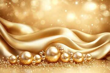 Golden silk fabric and orbs creating a luxurious and elegant atmosphere for special occasions