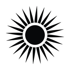 A simple sun icon with rays vector silhouette