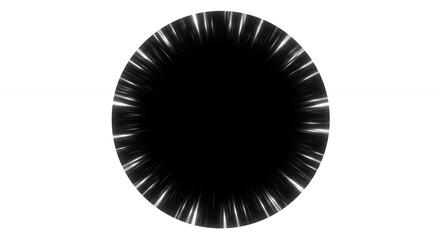 Fototapeta premium Black circle with radiating white lines abstract design
