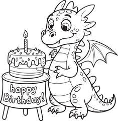 Cute baby dragon birthday cake design