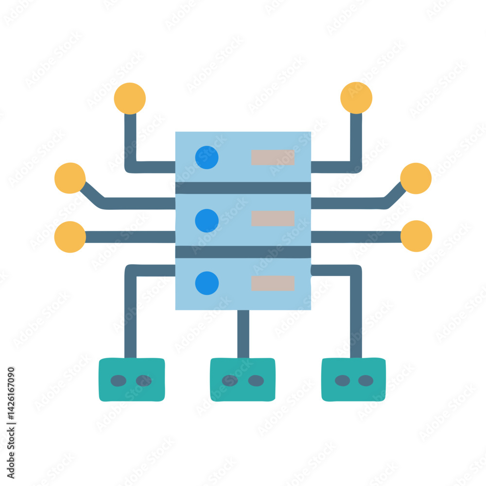 Poster data server vector icon for cloud network system