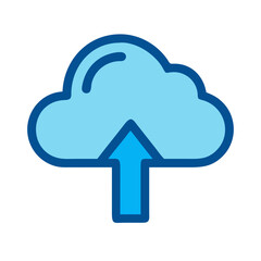 Cloud upload icon vector illustration on black background