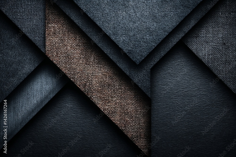 Poster Textured layers of fabric and material create a visually striking composition in dark tones showcasing intricate patterns