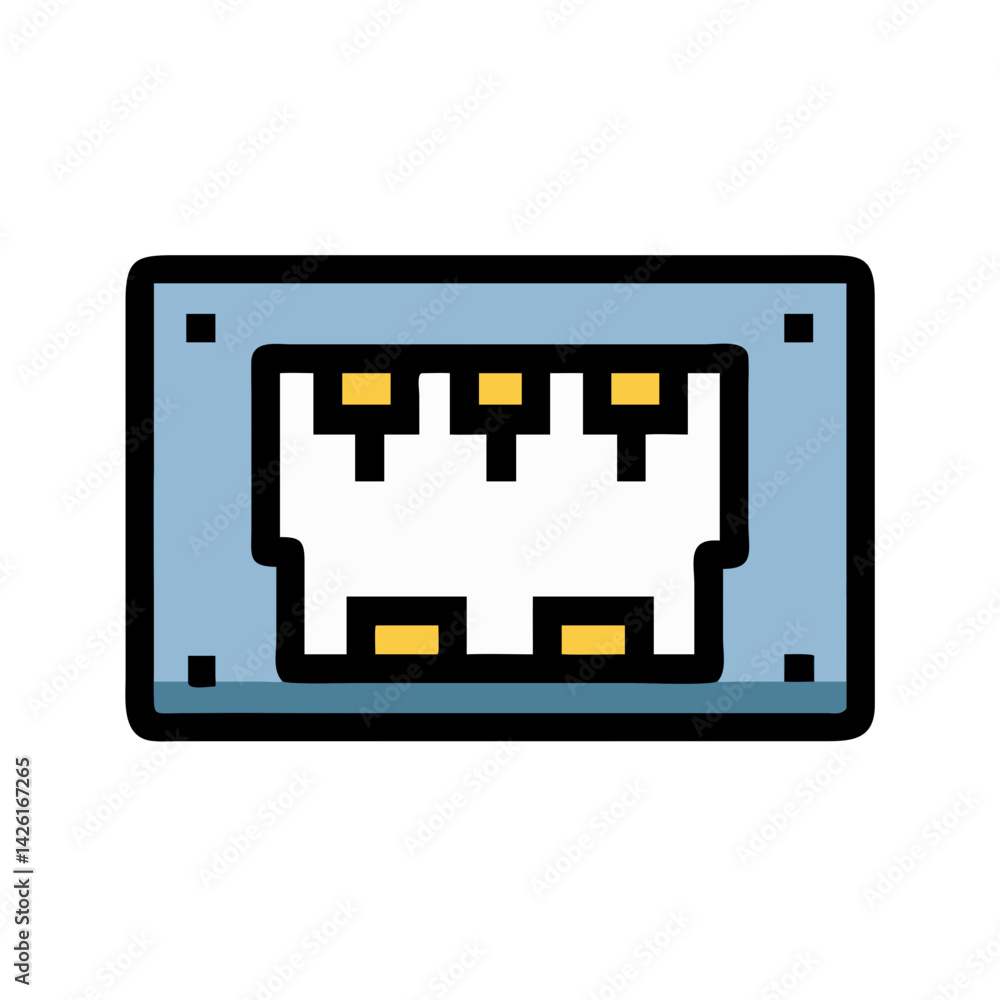 Poster ethernet port illustration for internet connectivity and networking