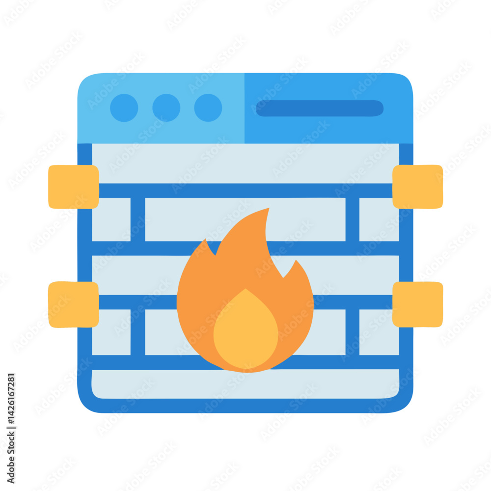 Poster website firewall security icon for web development designs