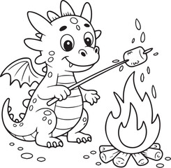 Dragon roasting marshmallows on fire