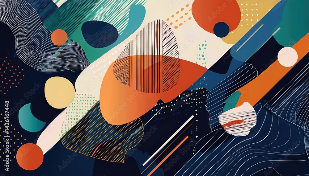 Poster dynamic geometric abstraction vibrant, modern background showcasing abstract elements and dynamic sh