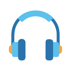 Blue Headphones Isolated on Black Background Vector Illustration