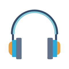 Modern Flat Style Headphones Icon on Black Background