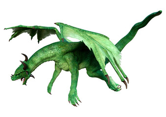 Fototapeta premium 3D Rendering Fairy Tale Dragon on White