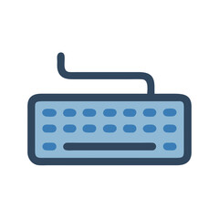 Computer keyboard vector icon with cable on black