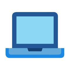 Blue Laptop Icon: Modern Technology for Work or School
