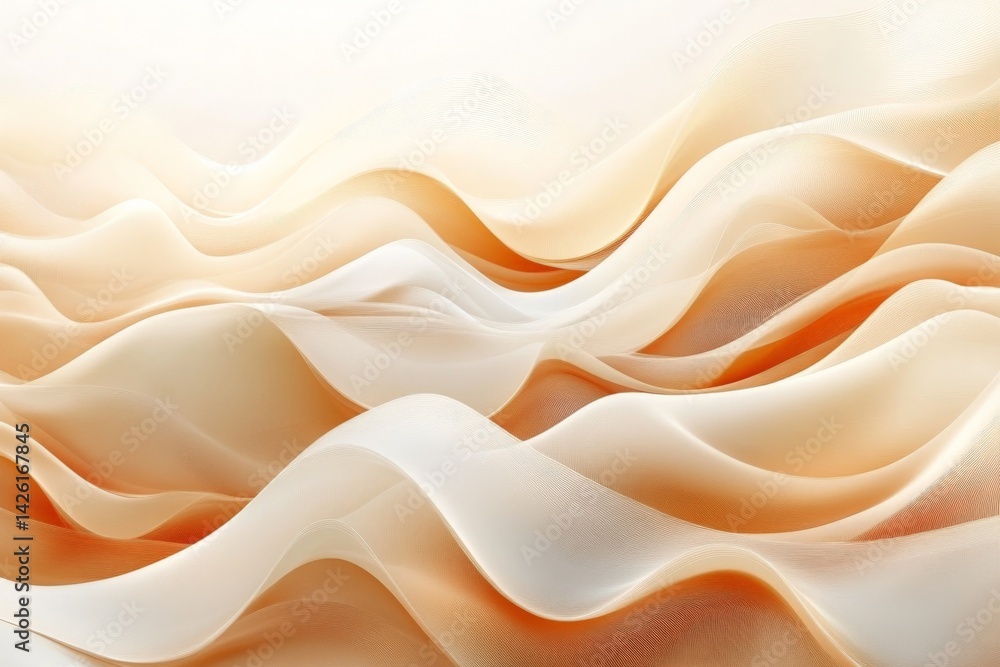 Fototapete Soft undulating waves of cream and peach colors create a calming abstract composition in a serene setting