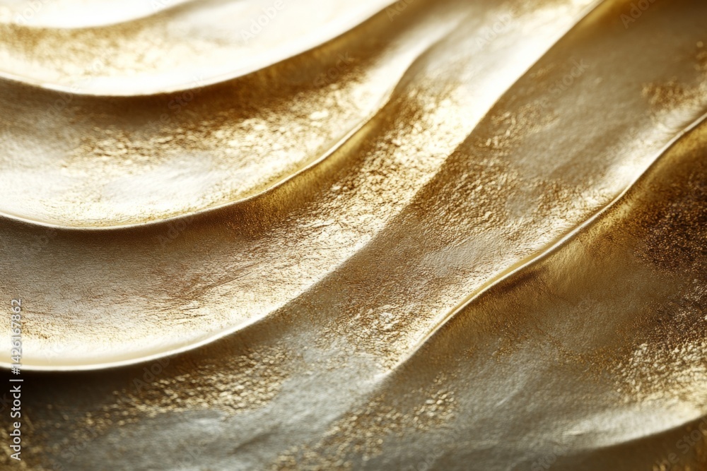 Leinwandbilder Elegant gold texture creates a luxurious background with flowing patterns at a close-up view