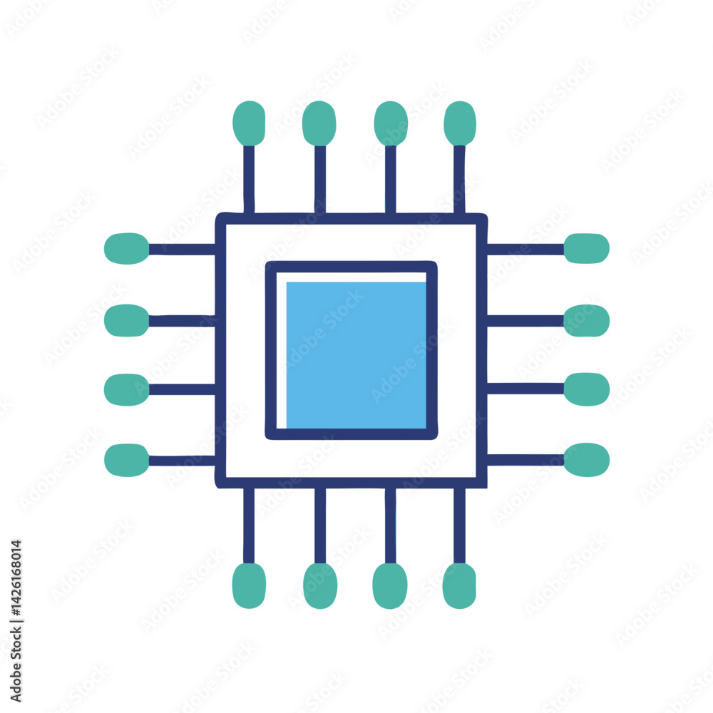Poster minimalist cpu chip design on black background image