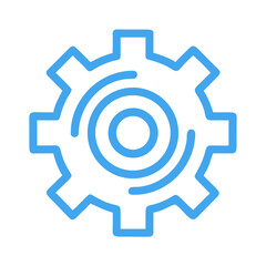 Blue Gear Icon with Circles on Black Background