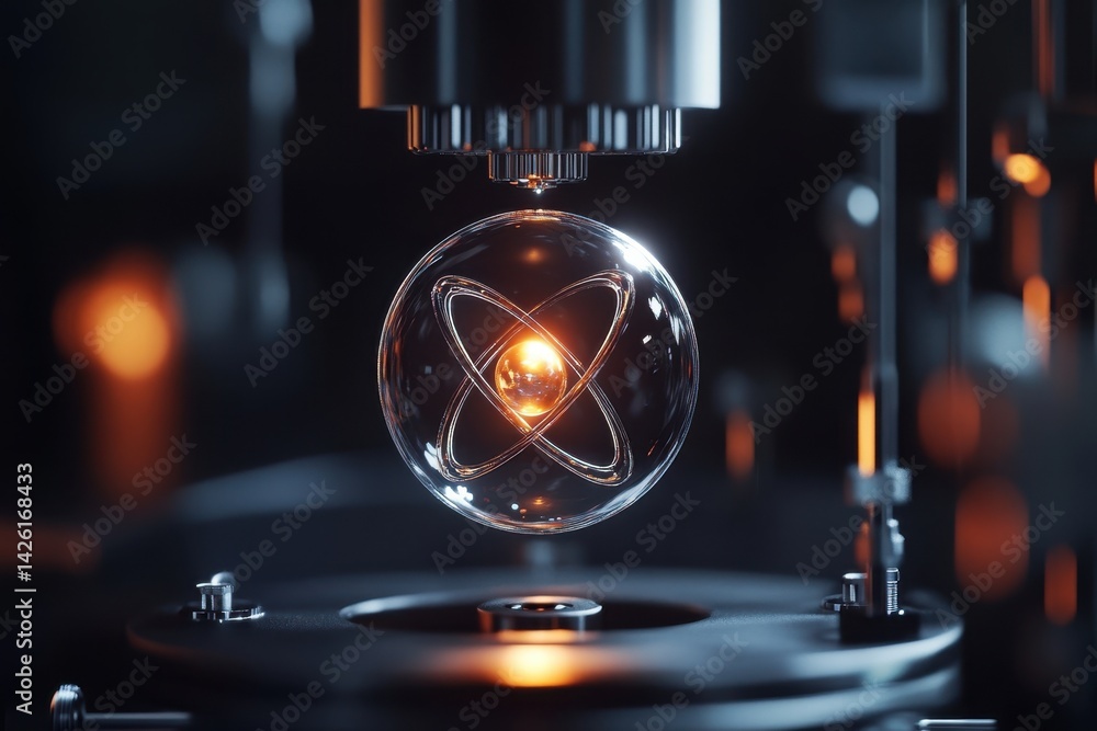 Poster visual representation of atomic energy in a controlled laboratory environment