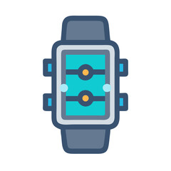 Smartwatch illustration with digital interface and futuristic design