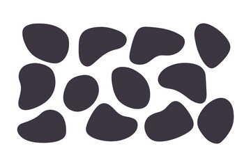 Abstract Organic Blob Shapes Collection in Dark Gray, Featuring Irregular, Fluid Forms Arranged on a Clean White Background