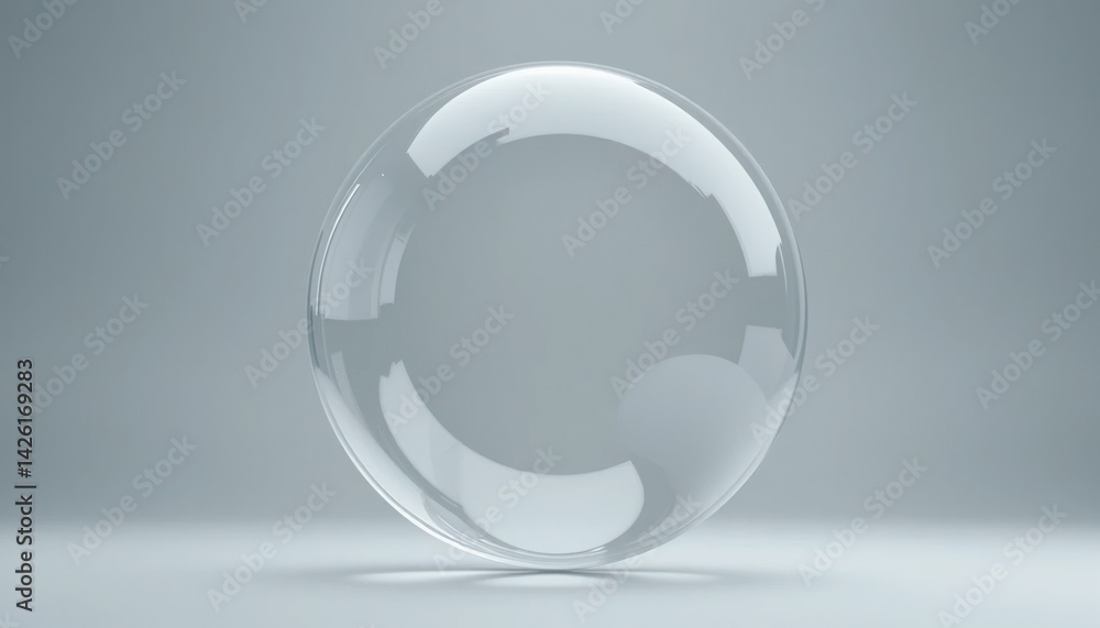 Poster floating transparent bubble minimalist studio 3d render clean environment close-up viewpoint abstrac