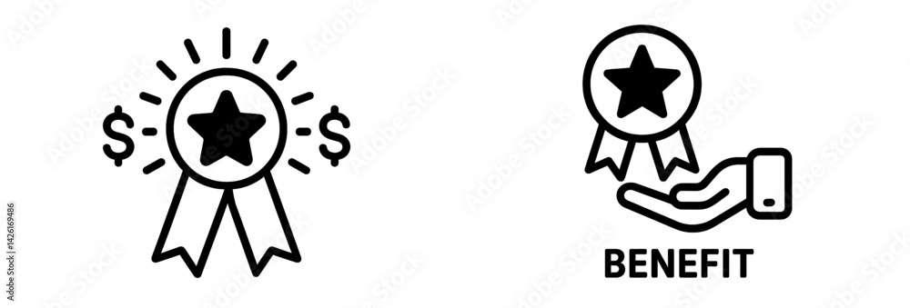 Poster Collection of web icons featuring line style awards and benefits designed for digital use