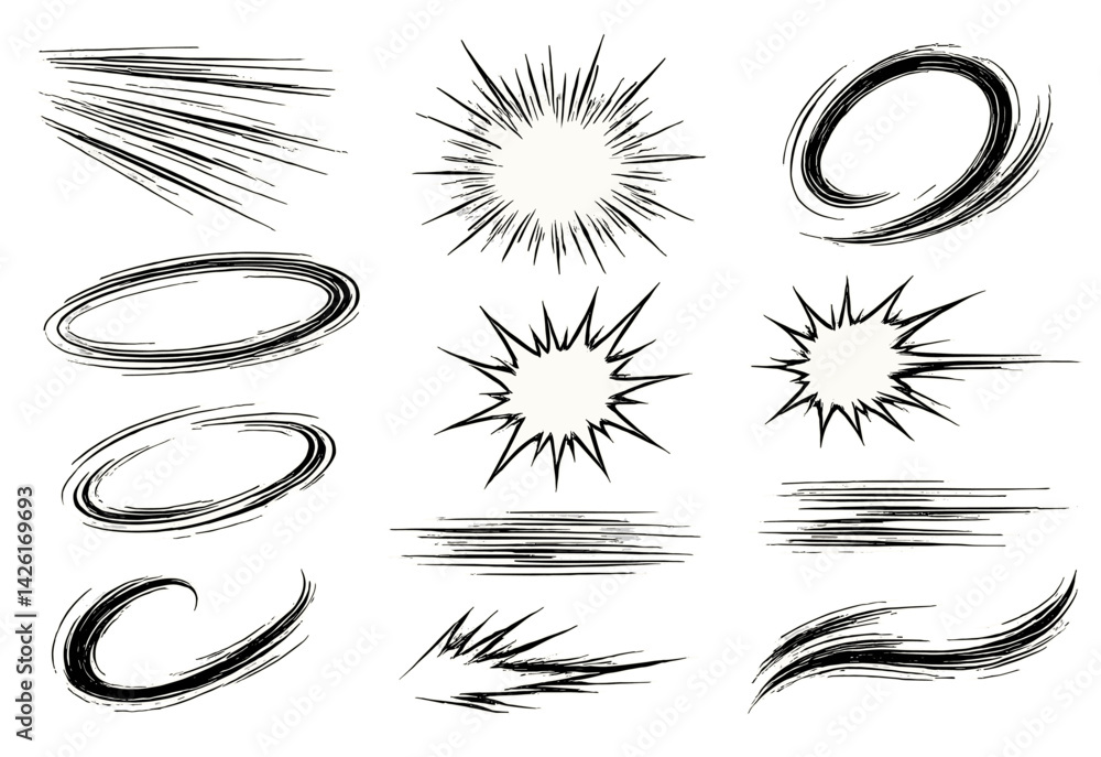 Leinwandbilder creative design of line style web icons featuring dynamic shapes and effects suitable for various ap