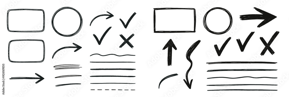 Poster Set of web icons featuring line style elements for communication and user interface design