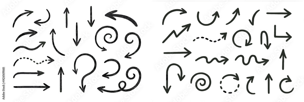 Aufkleber Set of web icons featuring line style arrows and swirls for design projects related to navigation and movement