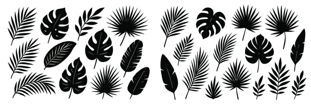 Set of web icons showcasing various line style leaf designs suitable for web and graphic design projects