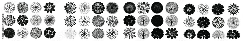 Fototapete set of web icons design featuring line style floral and abstract elements for digital use in various
