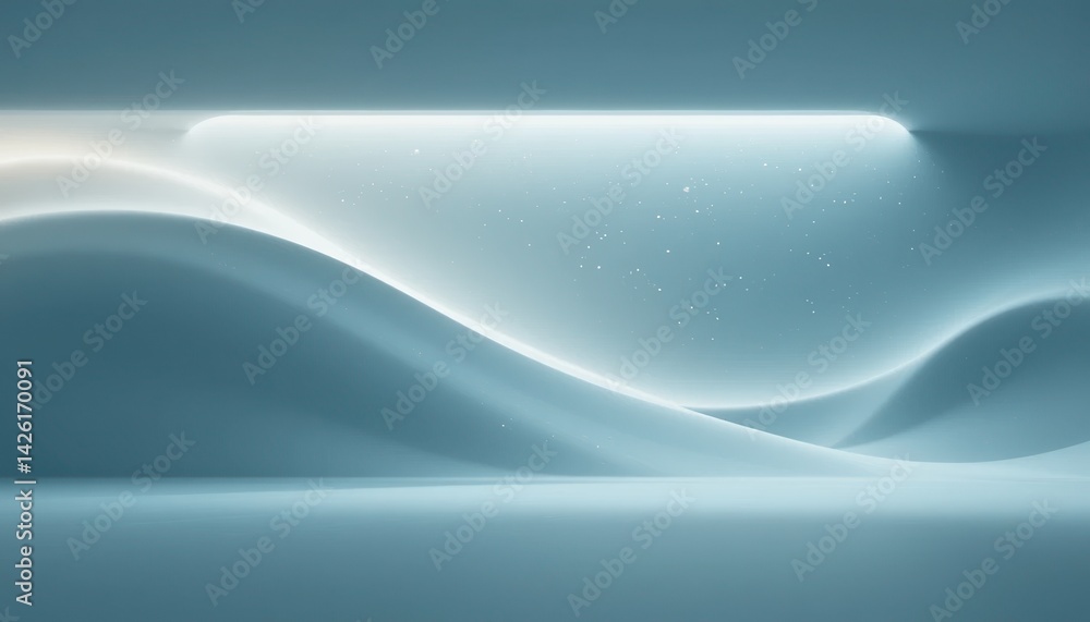 Poster dynamic abstract waves flowing through a minimalist space digital art calm environment unique perspe