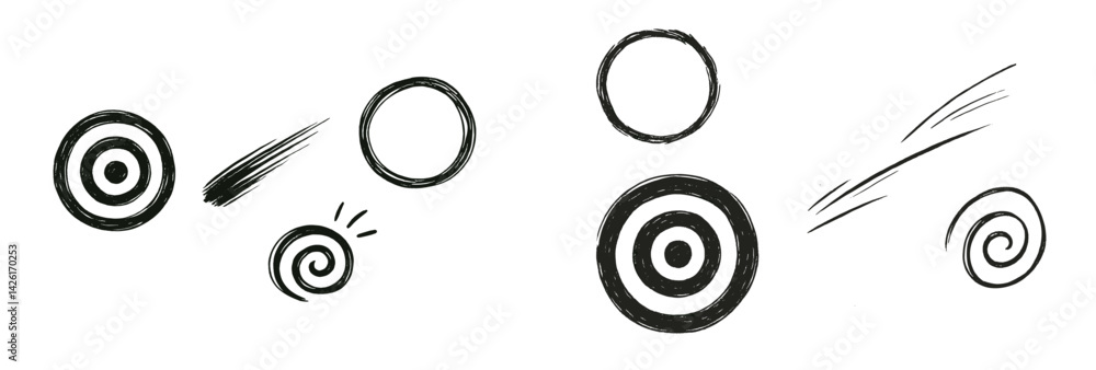 Poster Collection of web icons featuring line-style spirals and circles for digital design projects