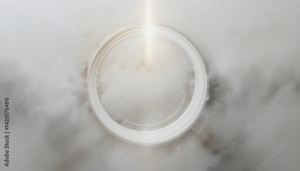 Poster mysterious light beam rising from fog unknown location digital art surreal environment aerial view c