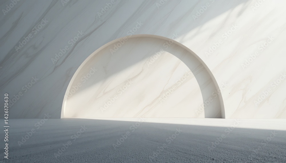Poster minimalist architectural design with curved elements modern gallery 3d render bright environment abs
