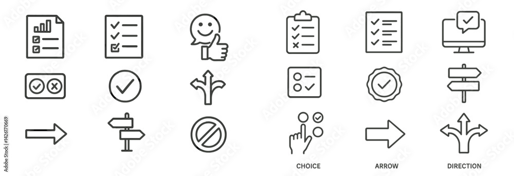 Fototapete Collection of web icons showcasing various line designs for navigation and user interaction
