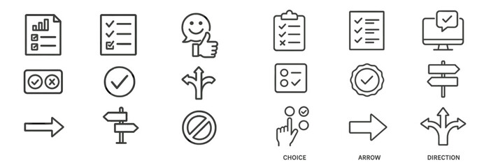 Collection of web icons showcasing various line designs for navigation and user interaction