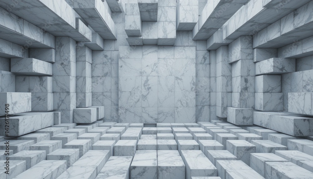 Poster abstract architectural space minimalist design 3d render contemporary art geometric patterns digital