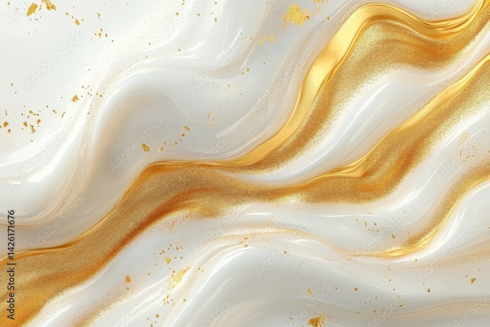 Leinwandbilder Smooth flowing patterns of gold and white create a luxurious abstract design perfect for backgrounds and modern decor