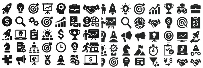 Collection of line style web icons representing various concepts for digital communication and business interactions